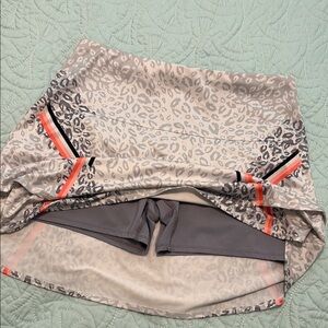 Gray Leopard Print Skort with Orange & Black Accents